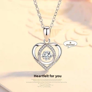 Dettaglio macro di un ciondolo a cuore con pietra centrale mobile in argento sterling 925