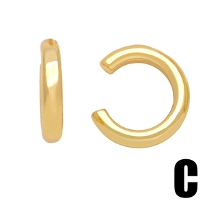 Polished gold minimalist C-shaped ear cuffs shown in pairs for non-pierced ears