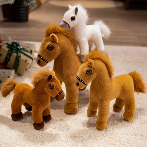 Jouet Peluche Cheval Réaliste Poupée Animale Simulation Fourrure Synthétique Remplissage Coton PP Cadeau Anniversaire Décor