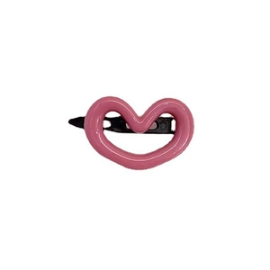 Pince à cheveux coeur rose Morandi sur barrette crocodile noire pour femmes et filles
