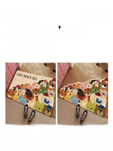 Detailed comparison showing the DIY cuttable feature of the cartoon animal entry doormat