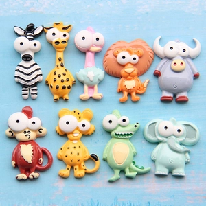 Cartoon Animal Resin Charms Flatback Patches For DIY Phone Case Hair Clips Scrapbooking Lion Giraffe Elephant Crafts