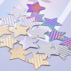 DIY stainless steel star connectors in gold, silver, and rainbow for jewelry making