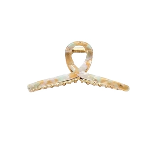Large marble pattern acetate hair claw clip with gold metal spring for women's hairstyle