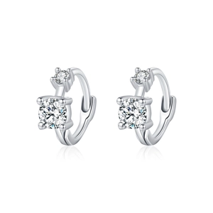 Elegant s925 sterling silver hoop earrings with clear cubic zirconia in a modern design