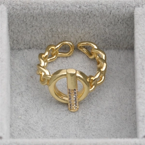 Chic gold-plated hollow open ring for women with cubic zirconia on velvet box