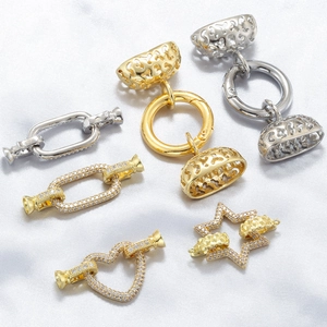 Brass Jewelry Clasp Necklace Connector Zircon Inlaid Heart Star Round Rectangle Shape For DIY Handcrafted Jewelry Making Accessory