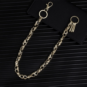 Vintage bronze skull pant chain with lobster clasp for punk hip hop style