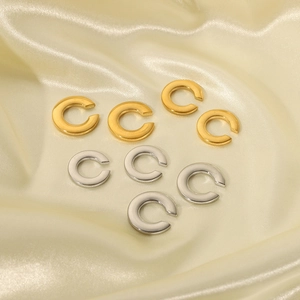 Minimalist Stainless Steel C-Shaped Ear Cuffs 18K Gold Plated French Vintage Geometric Non-Pierced Clip On Earrings For Women High-End Jewelry