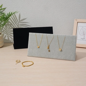 Velvet Necklace Display Stand L-Shaped Multi-Slot Jewelry Organizer Pendant Holder Counter Showcase Rack