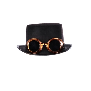 Black steampunk top hat with bronze goggles for Halloween cosplay party costumes