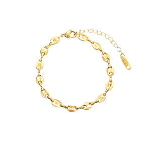 Collier maille grain de café plaqué or 18K poli avec fermoir mousqueton et chaînette