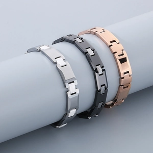 Bracelets en acier au tungstène pour hommes en argent, noir et or rose élégant