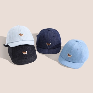 Casquette De Baseball Enfant Denim Coton Broderie Chien Corgi Protection Solaire Respirant Chapeau Pour Bambin Garçons Filles Extérieur