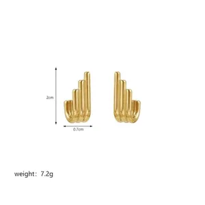 Minimalist gold tiered vertical stripe earrings in stainless steel for women