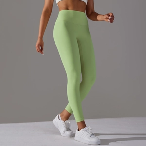 Leggings de yoga taille haute vert clair sans couture avec effet push-up fessier