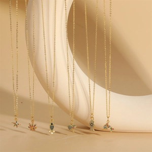 14K Gold Plated Copper Colorful Zirconia Dolphin Fish Starfish Pendant Necklace Personalized Animal Jewelry For Women