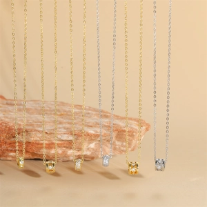 Exquisite gold and silver necklaces with hollow patterns and micro-pave charms