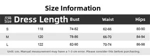 Detailed size guide table for elegant backless halter maxi dress with measurements in cm