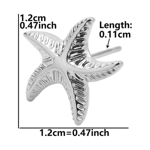 Detailed macro view showing the precise dimensions of starfish shaped stainless steel studs