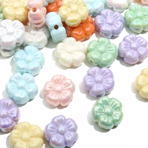 19mm colorful pearlescent acrylic flower beads for DIY jewelry making kits