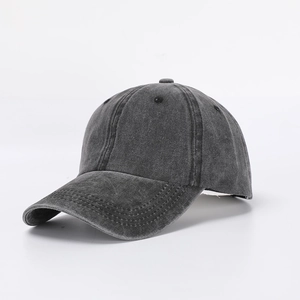 Close-up detail of the washed cotton fabric and seams on this vintage baseball cap