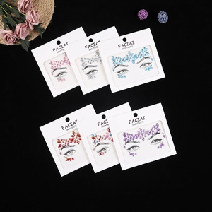 Pack of 6 colorful rhinestone face gems in pink silver blue red and purple for facial decor