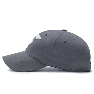 Classic dark grey cotton baseball cap with white embroidery and reinforced curved brim