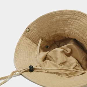 Chapeau bob de randonnée kaki avec cordon réglable et coutures de bord renforcées