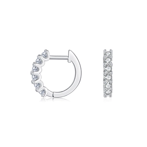 French vintage S925 silver huggie earrings with brilliant pave set moissanite stones