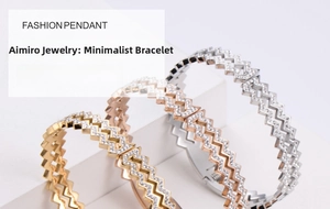 Macro detail of three-color zigzag bangles with pave set rhinestones in gold and silver