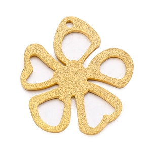 Frosted gold stainless steel hollow five-petal flower pendant for jewelry making