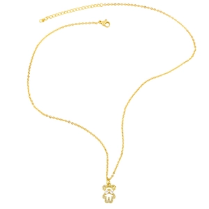 Collier élégant avec pendentif ours en cristaux et chaîne dorée réglable raffinée