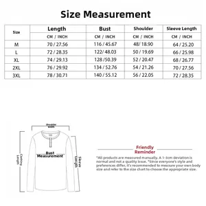 Size chart showing bust, length, shoulder, and sleeve measurements for men's casual tracksuit
