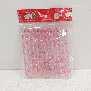 Pink acrylic spiral icicle Christmas ornaments packaged in a set of twelve pieces