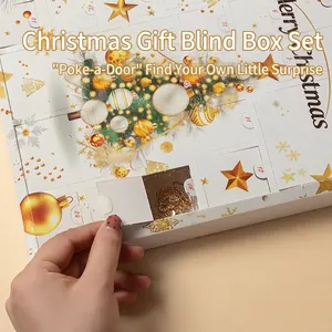 24-day Christmas advent calendar jewelry gift box with gold necklace inside