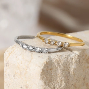 Minimalist 316 Stainless Steel Zirconia Ring For Women Exquisite Geometric Inlaid Trendy Finger Ring Fashion Jewelry Gift