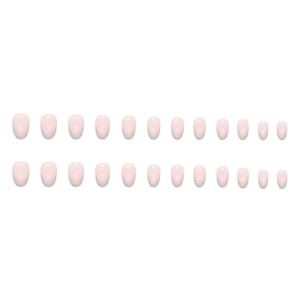 Faux ongles ovales rose nude avec pointes argentées pailletées, ensemble de 24 pièces