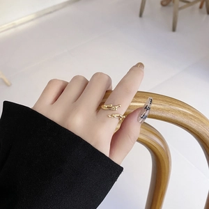 S925 sterling silver multilayer branch ring in gold finish with adjustable open band