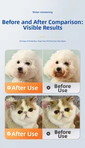 Comparaison avant et après du nettoyant pour traces de larmes de chiens et chats