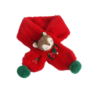 Weicher roter Weihnachts-Elchschal für Kinder mit süßer Rentierpuppe und Plüschkugeln