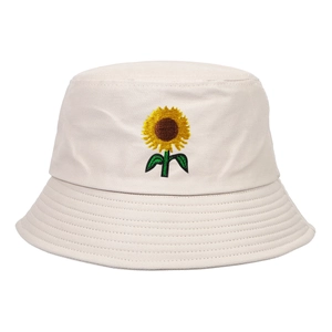 Sonnenblume Stickerei Baumwolle Anglerhut Sonnenschutz Atmungsaktiv Outdoor Casual Sommer Reise Retro Fischerhut