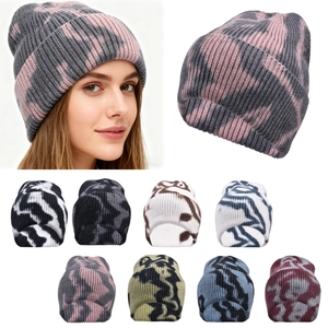 Tie Dye Strickmütze Acryl Gerippt Warm Winter Beanie Mütze Für Herren Damen Casual Outdoor Streetwear