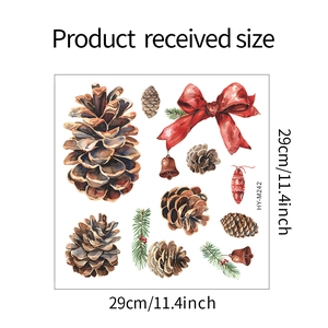 Detailed Christmas bow and pinecone decals for bathroom toilet and wall decoration