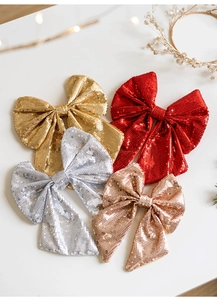 Glitter sequins Christmas bows in gold, red, silver and rose gold for tree decoration