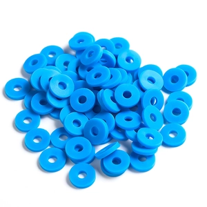 Perles disques plats de 6mm en argile polymère bleue pour création de bijoux