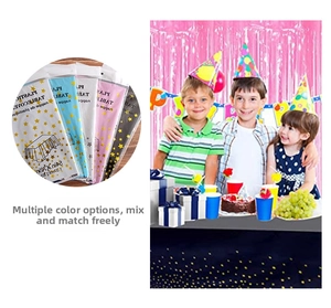 Detail of disposable star pattern tablecloth measuring 137x274cm for birthday parties