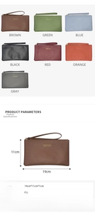 Detailed size specifications for the vintage PU leather slim wallet at 19cm by 11cm