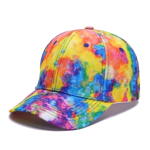 Colorful tie-dye silk baseball cap with gradient street style design for women