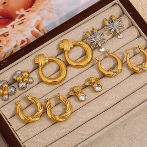 Elegant 18K gold plated geometric earrings collection with angel and lobster charms